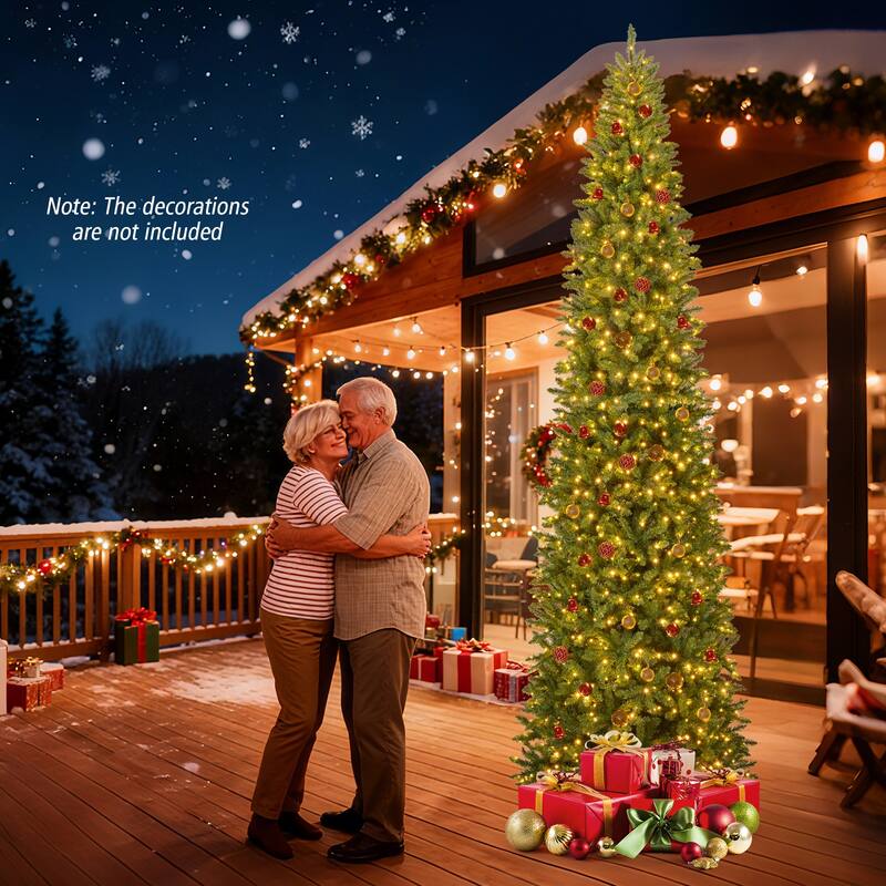 Gymax 12 FT Pre-Lit Artificial Christmas Tree w/2840 Branch Tips &