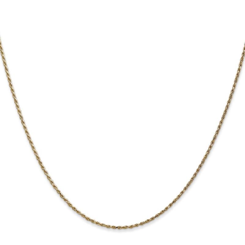 Curata 14k Yellow Gold 9" Solid Polished 1mm Rope Chain Anklet (Lobster-claw)