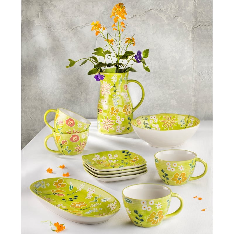 Euro Ceramica Primavera 8.8” Handpainted All-Purpose Bowl - 50.5 oz