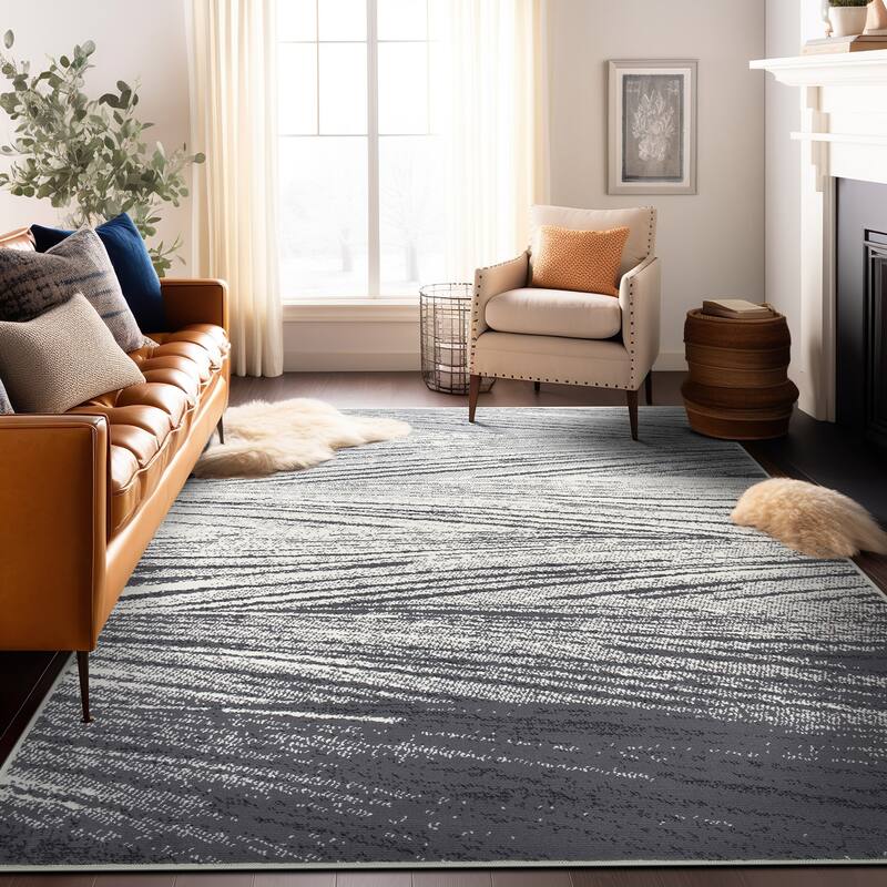 World Rug Gallery Contemporary Distressed Abstract Area Rug