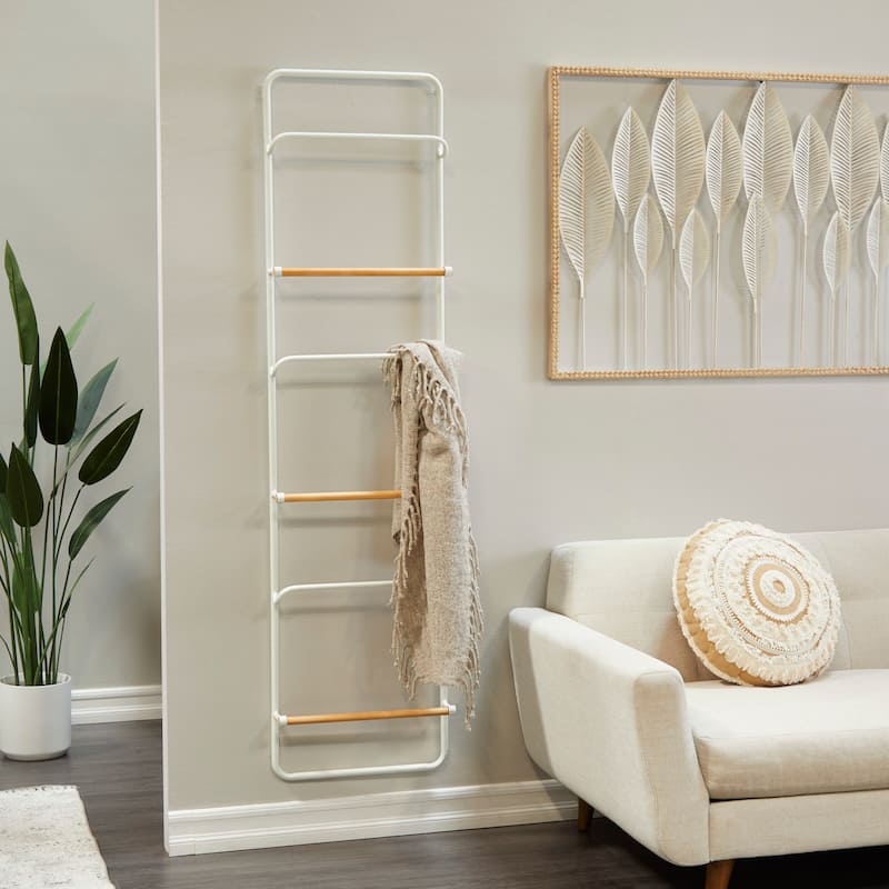 Metal Wall Mounted 6 Rack Ladder - Black or White - Roche River Decor