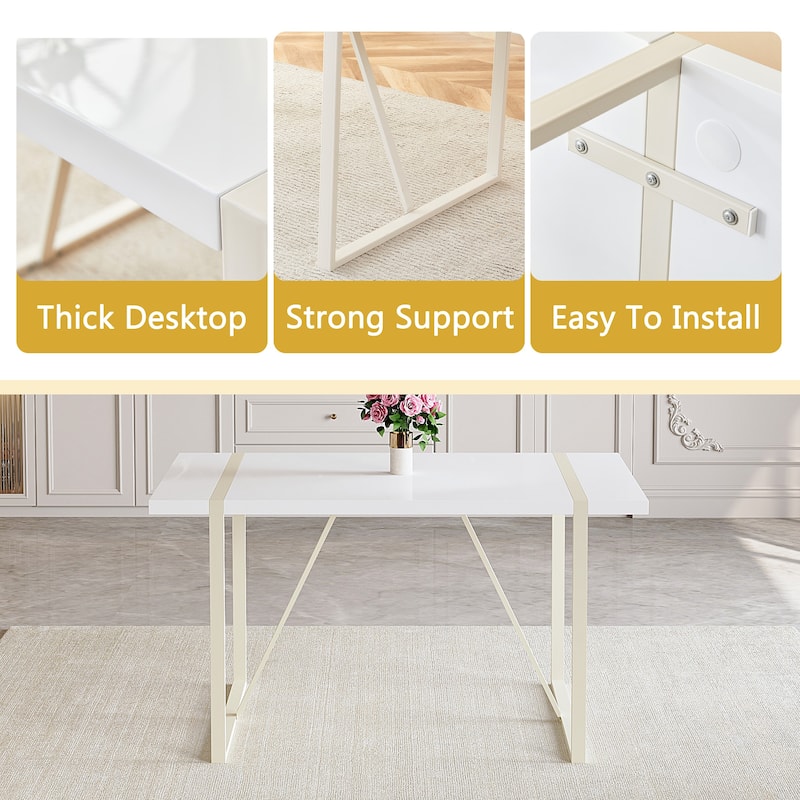 Roomfitters 5pcs Cream Style MDF Dining Table Set with Chairs and Silver Metal Legs, Soft Neutral Design, Light Gray