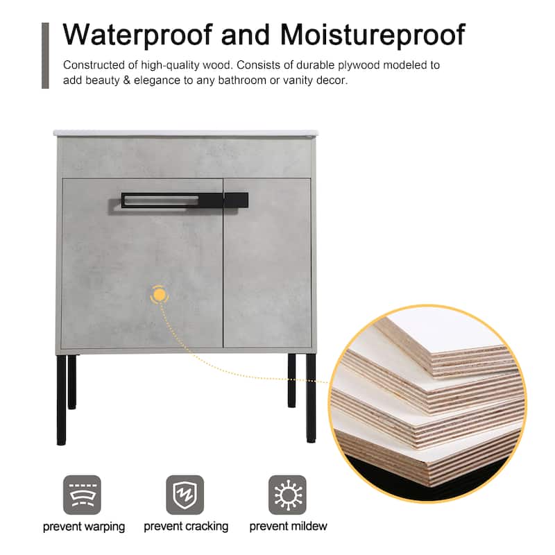 Malwee 24"/30"/36" FreeStanding Bathroom Vanity, Floor Stand Bathroom Vanity with Ceramic Top,Soft Close Door