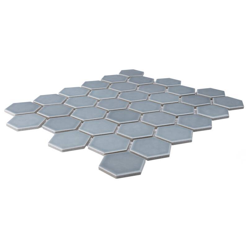 Merola Tile Hudson Due 2" Hex Slate 10-7/8" x 12-5/8" Porcelain Mosaic Floor and Wall Tile