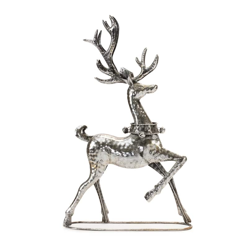 Hammered Reindeer Christmas Figurines - 22.25" - Silver - Set of 2