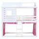preview thumbnail 23 of 36, Pink & White Twin Bunk House Bed with Tent - Fun & Playful Design