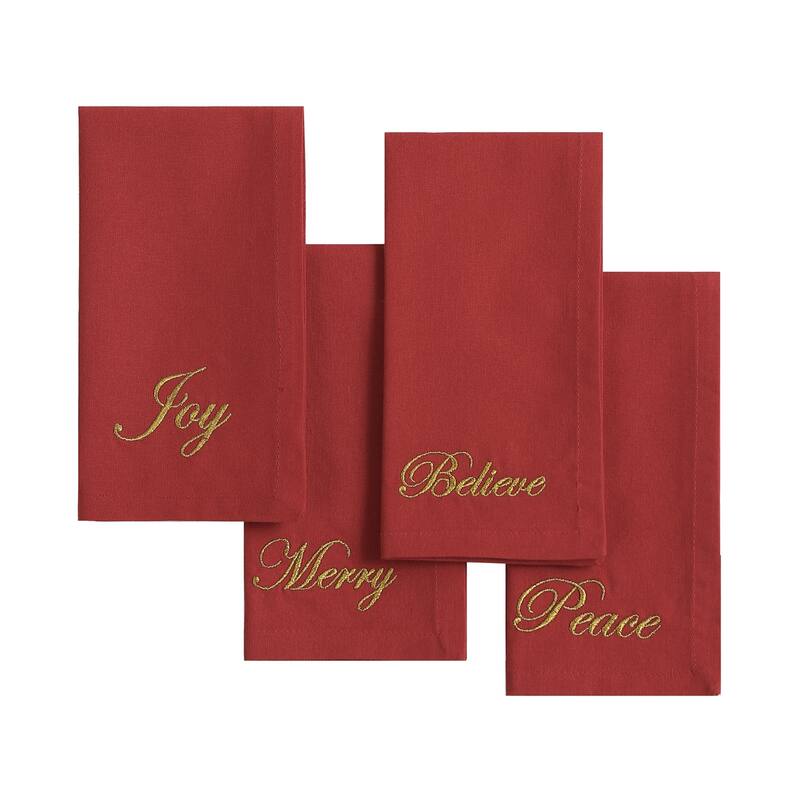 Holiday Sentiments Napkins, Set of 4 - 17"x17"