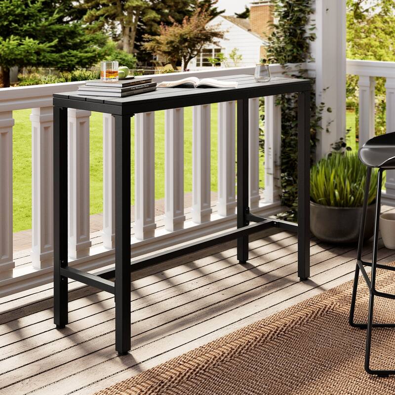 Crestlive Products Patio Outdoor Bar Table Rectangle Pub Table - Black - 42.91 inches long