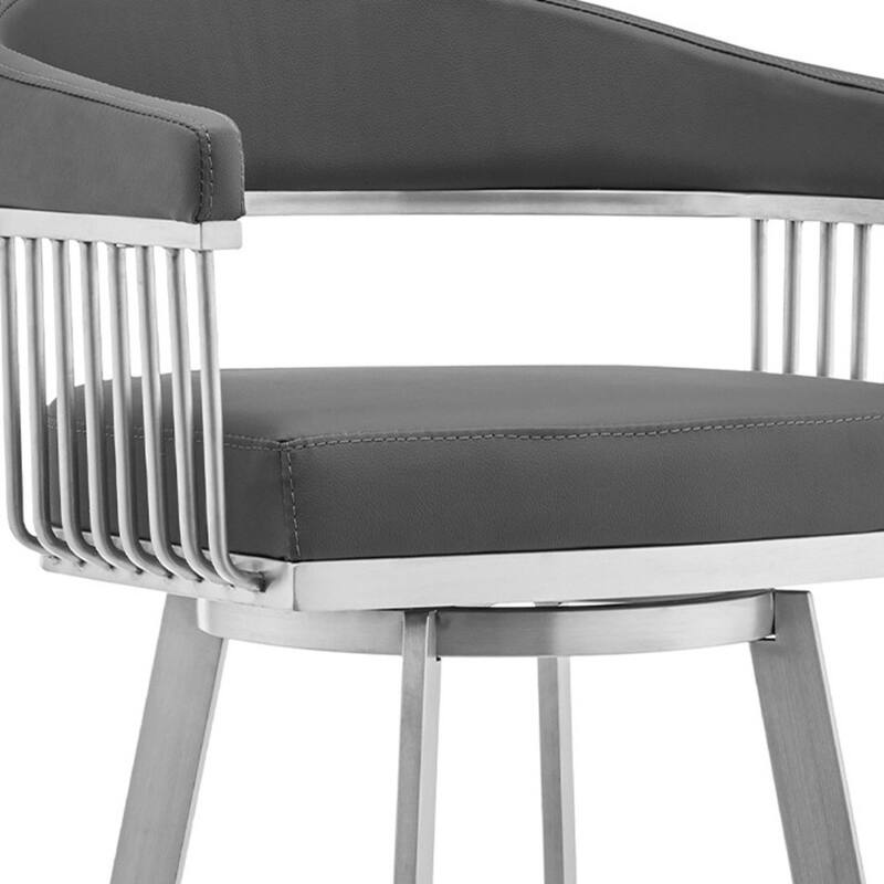 Comfortable Round Seat Low Back Bar Chair with Foam Padding Arms and Footrest for Home Bars