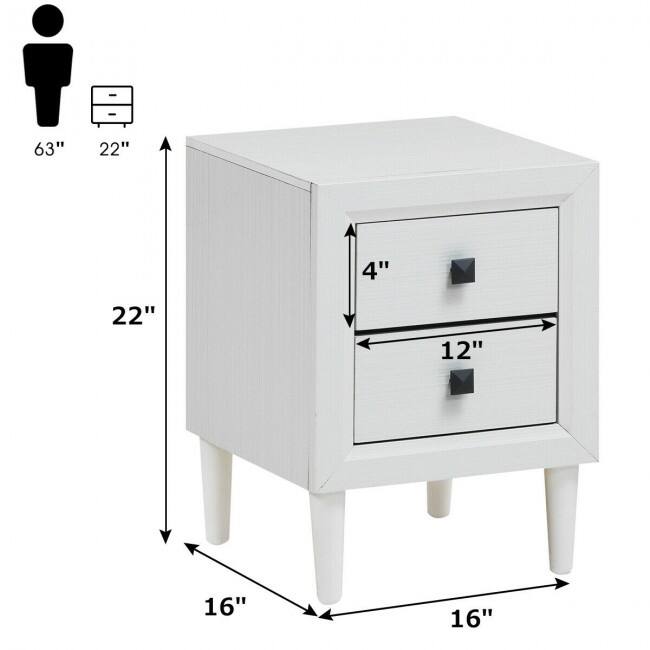 Versatile 2-Drawer Retro Bedside Table - Practical Nightstand for Any Room
