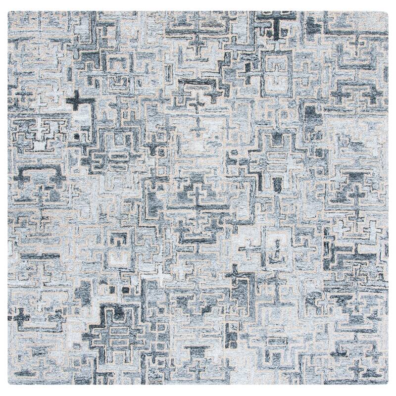 SAFAVIEH Handmade Abstract Sevgi Modern Rug - 6' Square - Ivory/Black