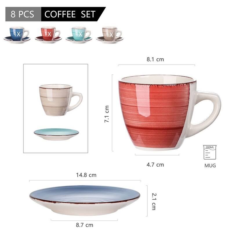 vancasso Bella 8-Piece Coffee Cup And Saucer Set (Service For 4)