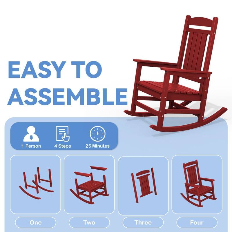 High-Back Oversized Plastic Rocking Chair –Stable & Smooth Glide