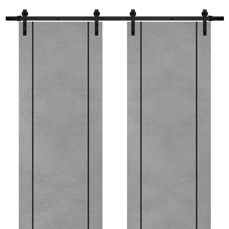 Sturdy Double Barn Door 36 x 80 with Planum 0016 Concrete with 13FT - 64" x 80" ( 2* 32x80)