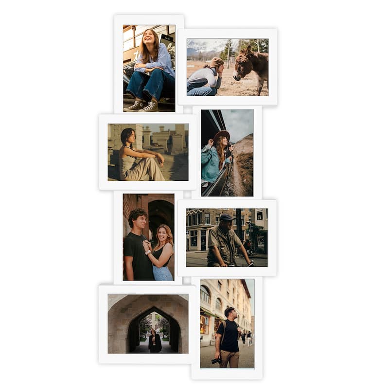 HELLO LAURA Retro 8-Opening 4"x6" Gray PVC Collage Photo Wall Frame Showcase