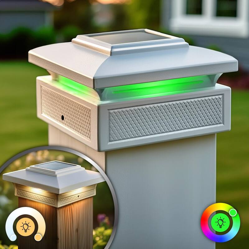Smart Solar Powered Outdoor Post Cap Light - 6" - White