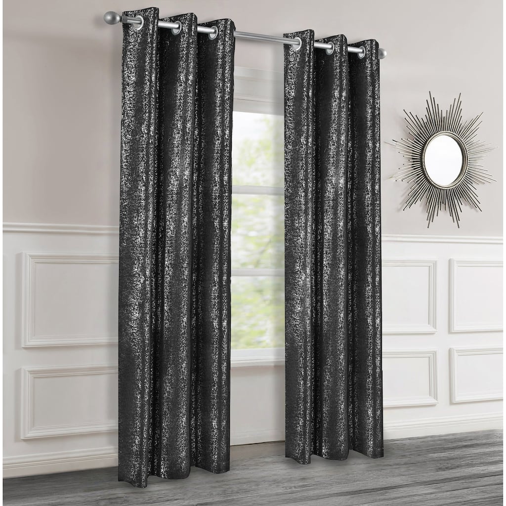 Dainty Home 2 Pack Artisinal 100% Blackout Grommet Curtain Panel Pair with 3D Lurex Texture