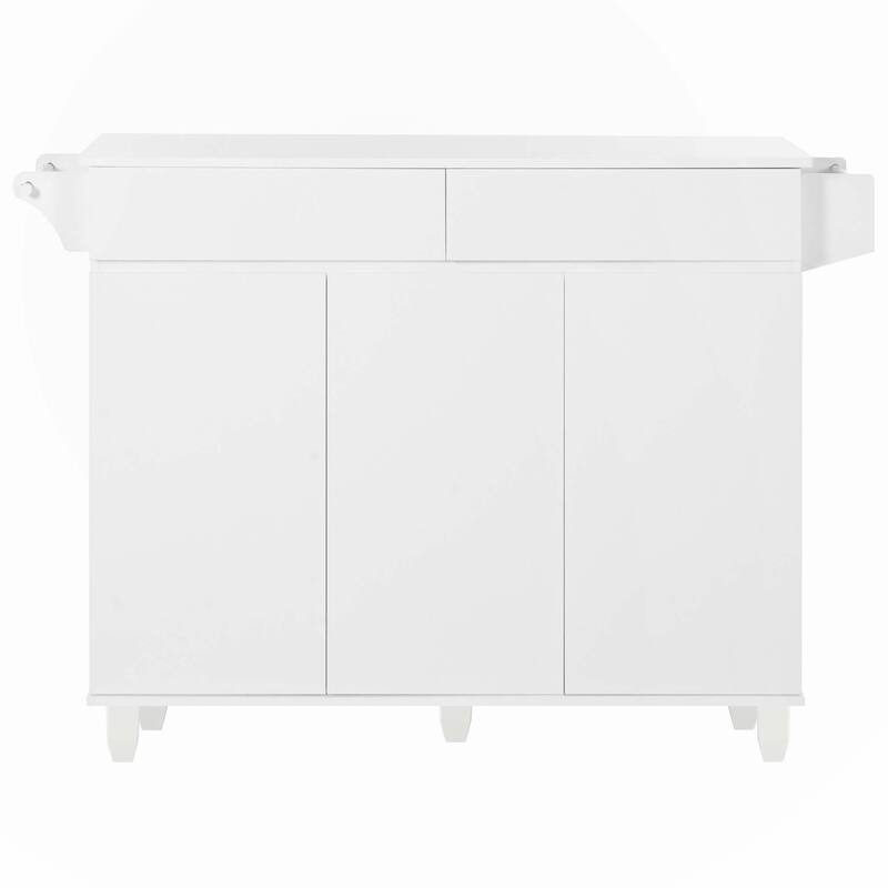 53.2'' Kitchen Island with Drop Leaf, Kitchen Storage Cart with Spice Rack, Towel Rack and 2 Drawers, Rolling Kitchen Island