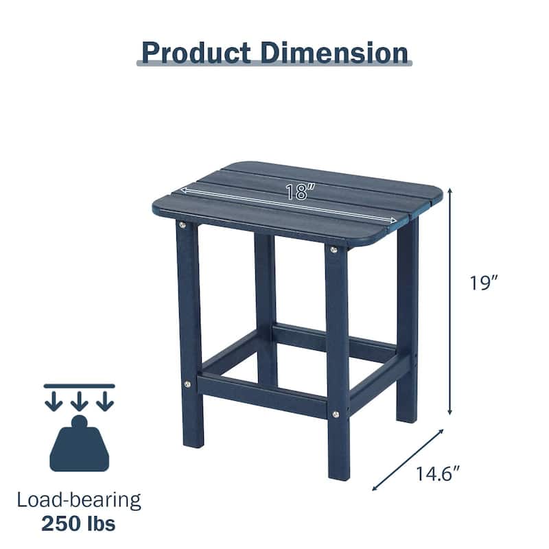 Aoodor Outdoor Adirondack Side Table HDPE End Table - 18"×14.5"