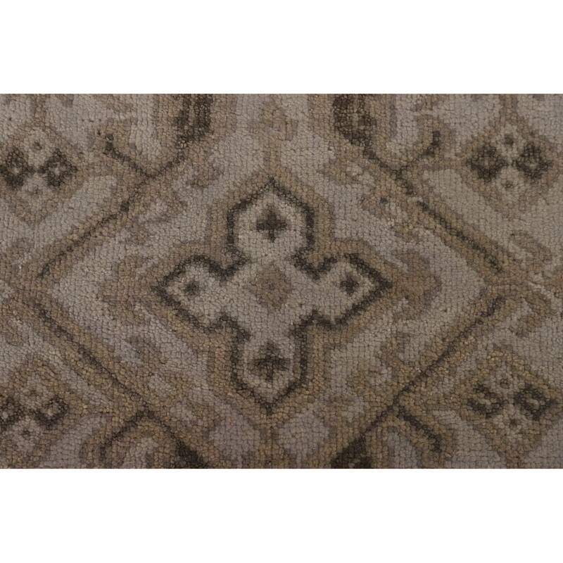 Geometric Oushak Indian Area Rug Handmade Wool Carpet - 7'11"x 9'9"