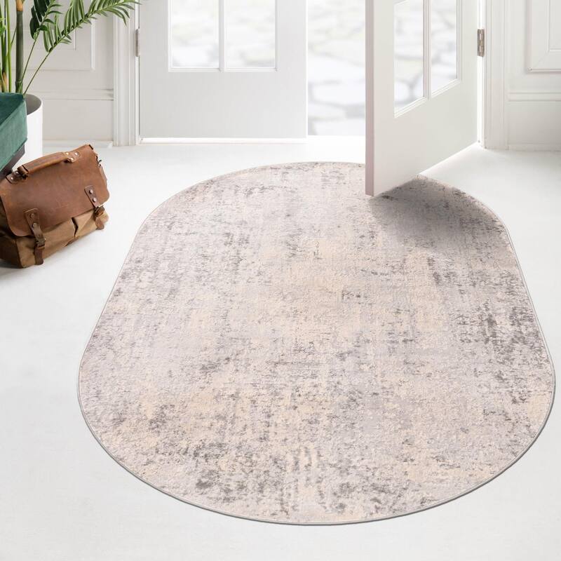 Contemporary Milton Collection Area Rug - Gray - 5'3"x7'10" Oval