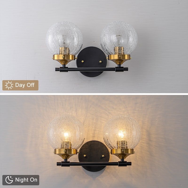 Crackled Glass Globe Wall Sconce Modern Vanity Light