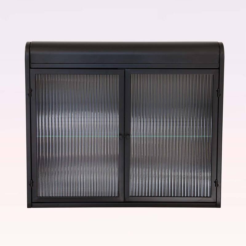 2-Door Wall-Mounted Metal Storage Cabinet with Tempered Glass Doors & Shelves for Bathroom,Kitchen,Living Room & Office