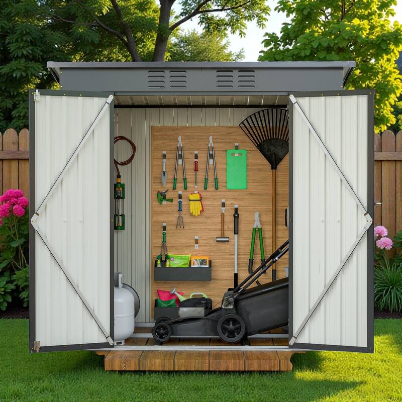 6 x 4 ft Outdoor Storage Shed, All Weather Metal Tool Shed with Hinged Door, Padlock, Backyard Garden Shed