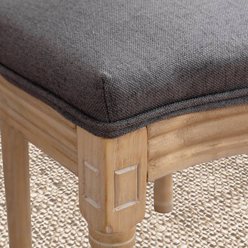 French Country Solid Wood Fabric Dining Chair Set of 2