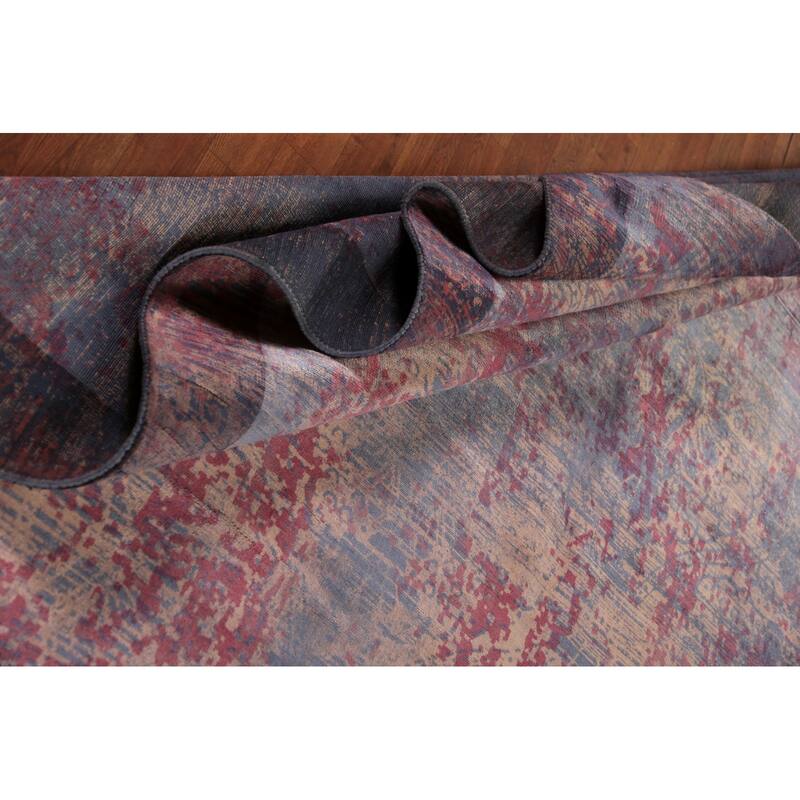 Contemporary Abstract Area Rug Handmade Indian Wool Carpet - 8'0"x 9'7"