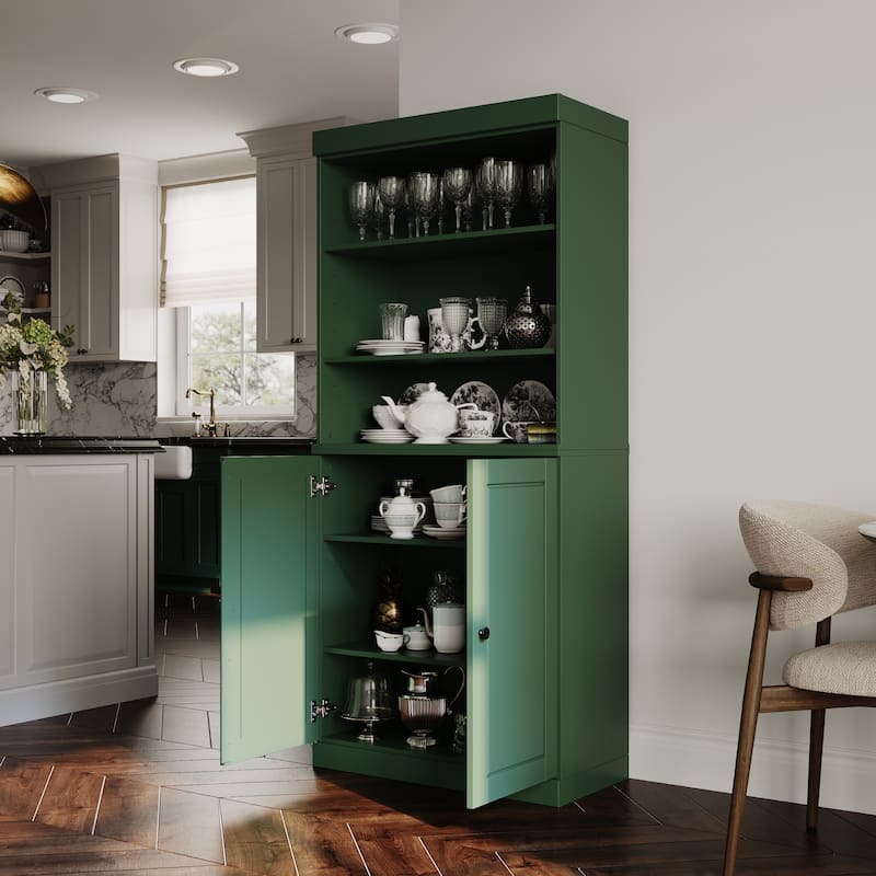 100% Solid Wood 32" Kitchen Pantry Cabinet with 2 Doors by Palace Imports