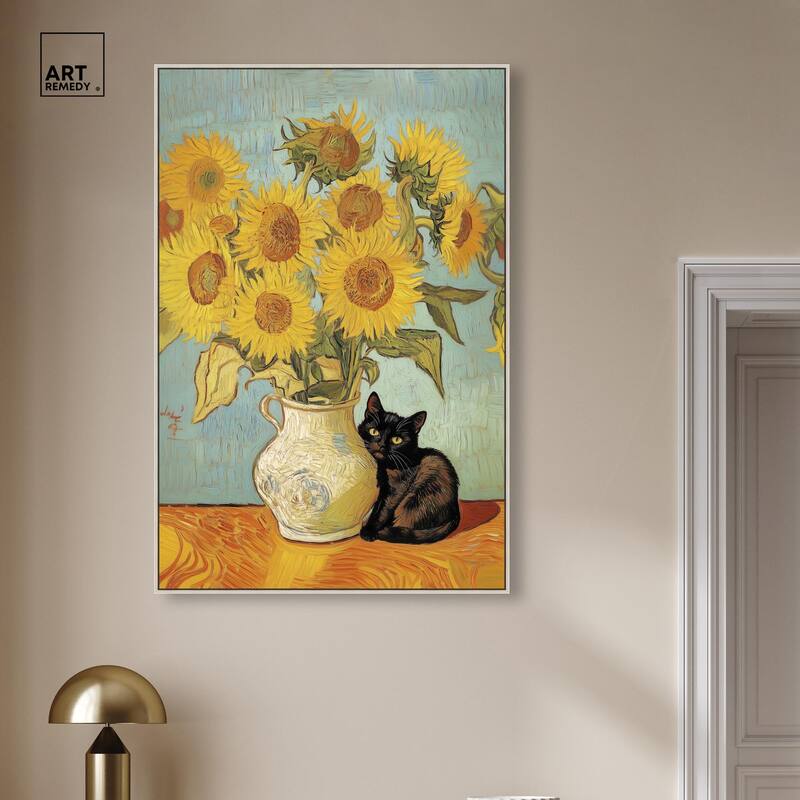 Sunflower Kitten Canvas by Art Remedy