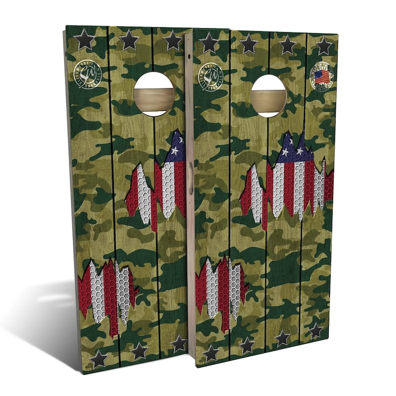 American Flag Camo Outdoor Cornhole Board Set