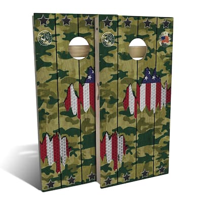 American Flag Camo Outdoor Cornhole Board Set