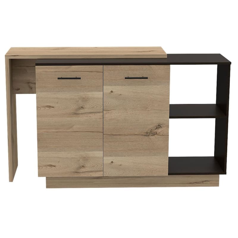 Sicilia Kitchen Island, Two External Shelves, Double Door Cabinets, Three Shelves - Multi