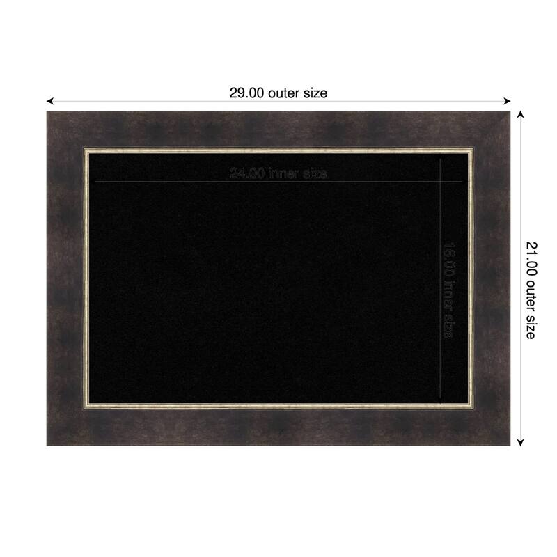 Odin Antique Bronze Wood Framed Cork Board - Bulletin Board, Organization Board, Pin Board - Black - 29 x 21 in