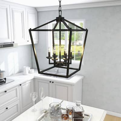 6 Matte Black Light Pendant - 16"x16"x24"
