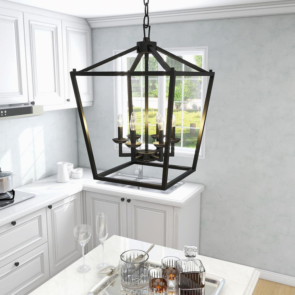 6 Matte Black Light Pendant - 16"x16"x24"