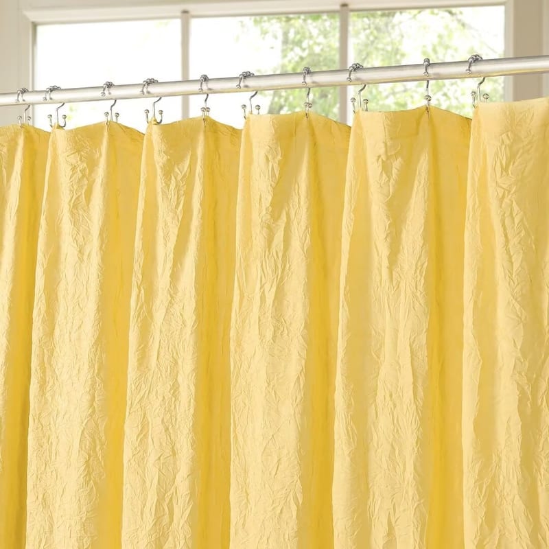 Crinkle Eco-friendly Water Repellent Solid Texture Shower Curtain