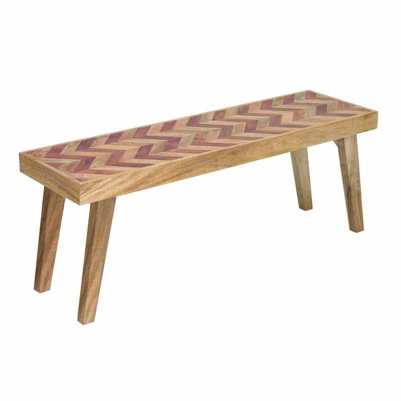 Natural Mango Wood Bench - Handcrafted Dining Seating - 48" L