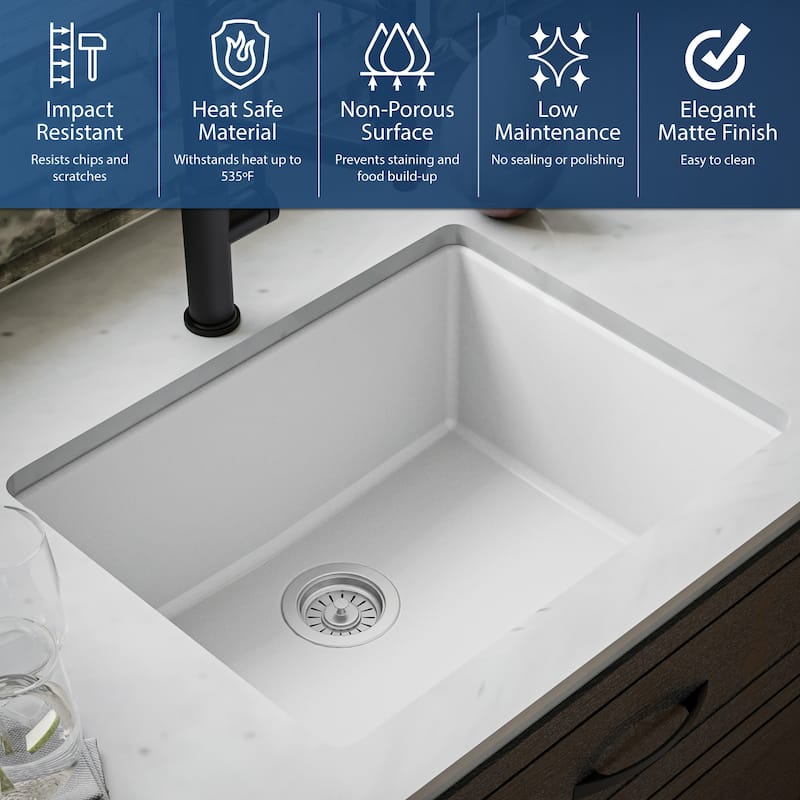 Karran Undermount 24.38 in Single Bowl Quartz Kitchen Sink