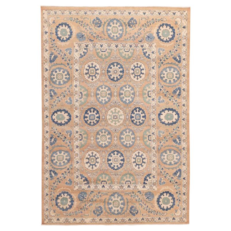ECARPETGALLERY Hand-knotted Finest Ghazni Light Copper Wool Rug - 6'7 x 9'6