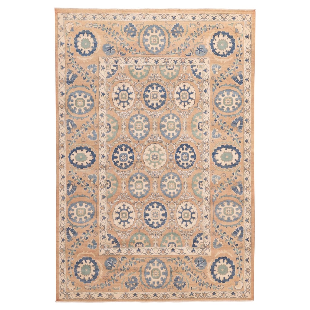 ECARPETGALLERY Hand-knotted Finest Ghazni Light Copper Wool Rug - 6'7 x 9'6