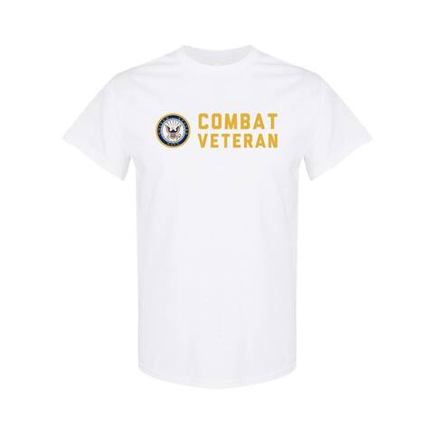 Combat Veteran Text Tee Men's -Navy Designs