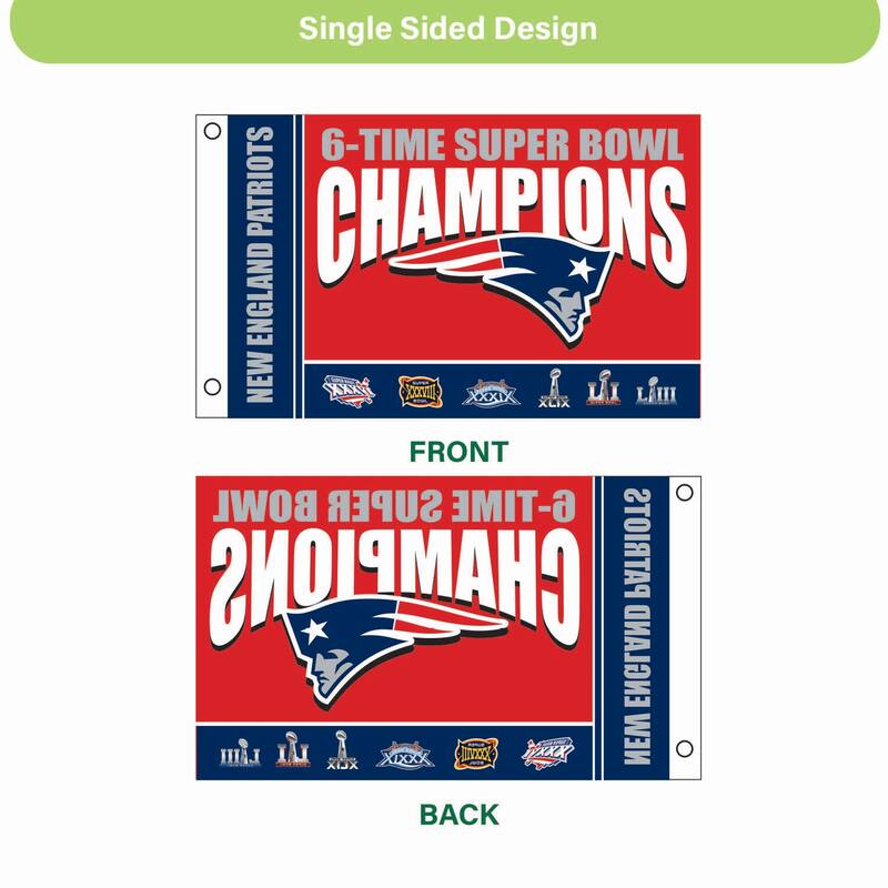 New England Patriots Single Sided Flag w/ 2 Grommets, 3'x5'