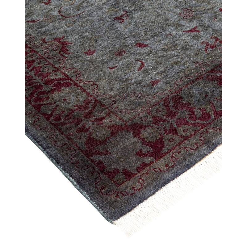Overton Hand Knotted Wool Vintage Inspired Modern Contemporary Overdyed Gray Area Rug - 4' 1" x 6' 3"