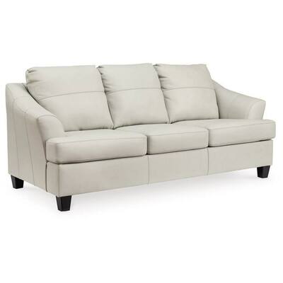 Geno 88 Inch Queen Sofa Sleeper, Oversized Cushions, Off White Leather