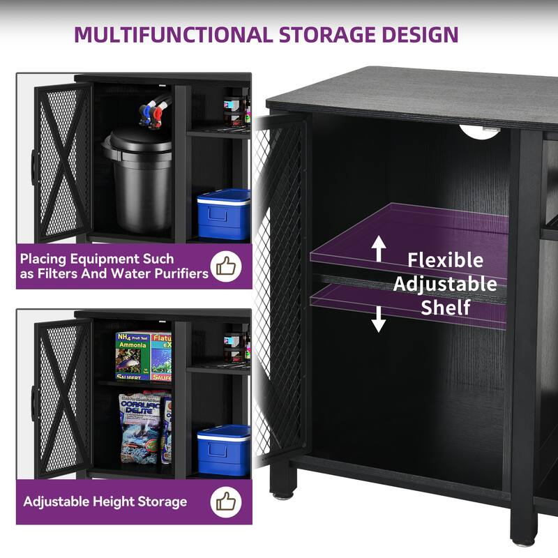Aquarium Stand Cabinet 40-50/55-75 Gallon Fish Tank Stand with Power Outlets