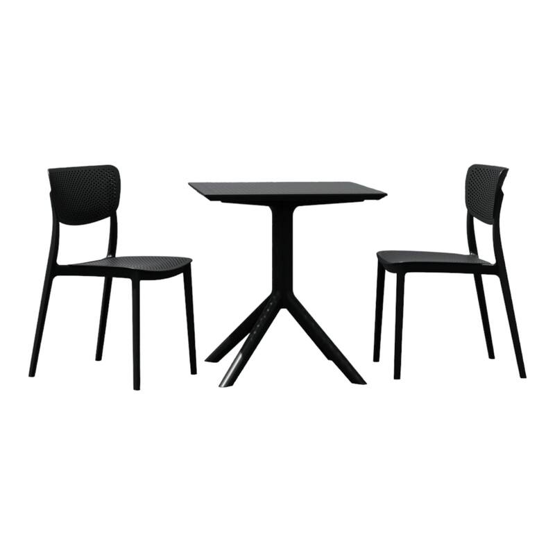 3-Piece Black Patio Bistro Set 33"