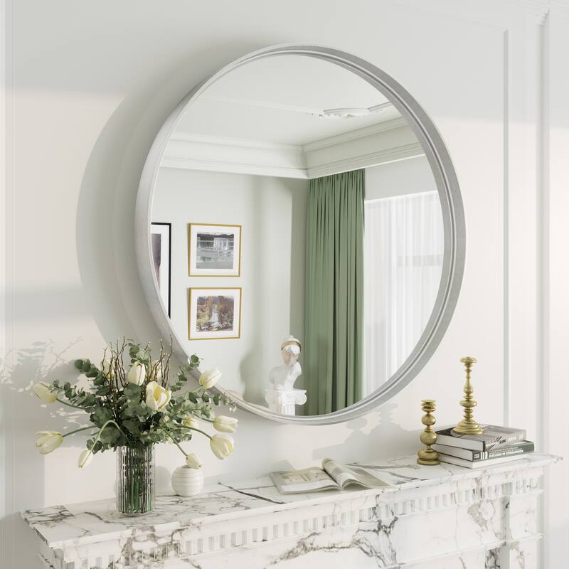 Round Tempered Glass and Metal Framed French Cleat Mounted Wall Bathroom / Vanity Mirror